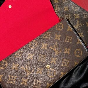 Louis Vuitton Monogram Clutch with Red Interior